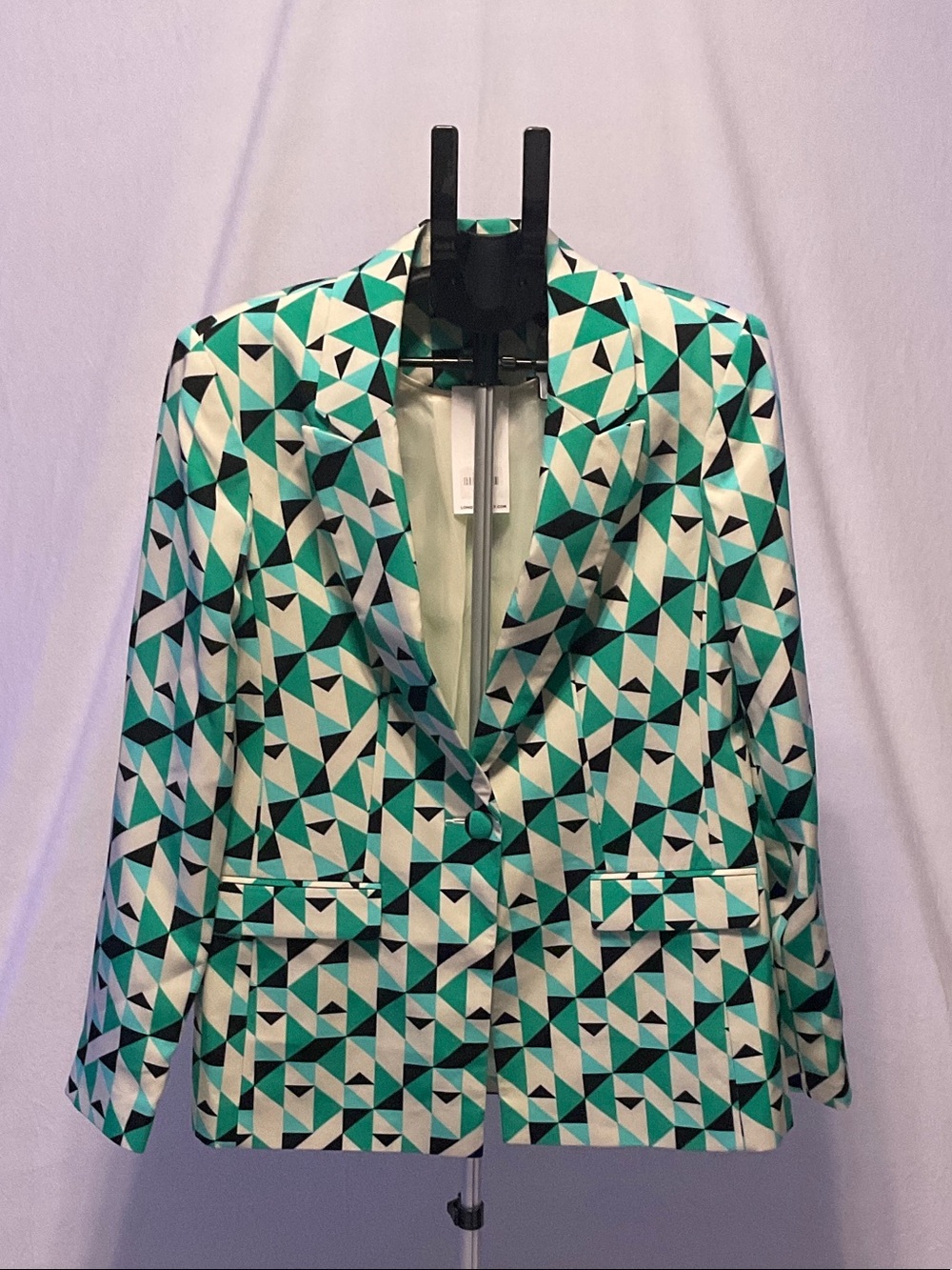 long tall sally Teal, White & Black Geometric Blazer